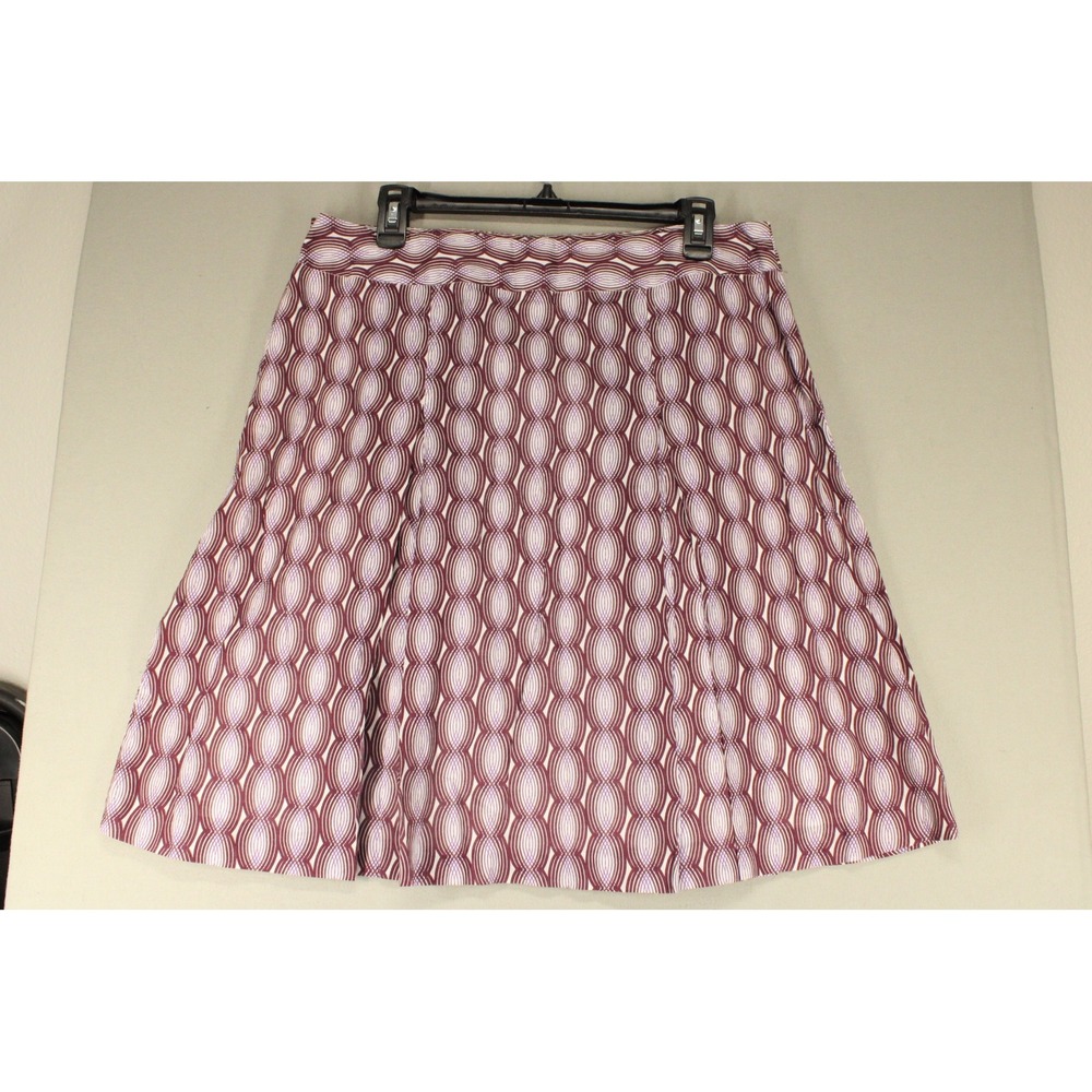 Kim Rogers Petite Purple Geometric Print Cotton A-Line Skirt Size 14P Retro